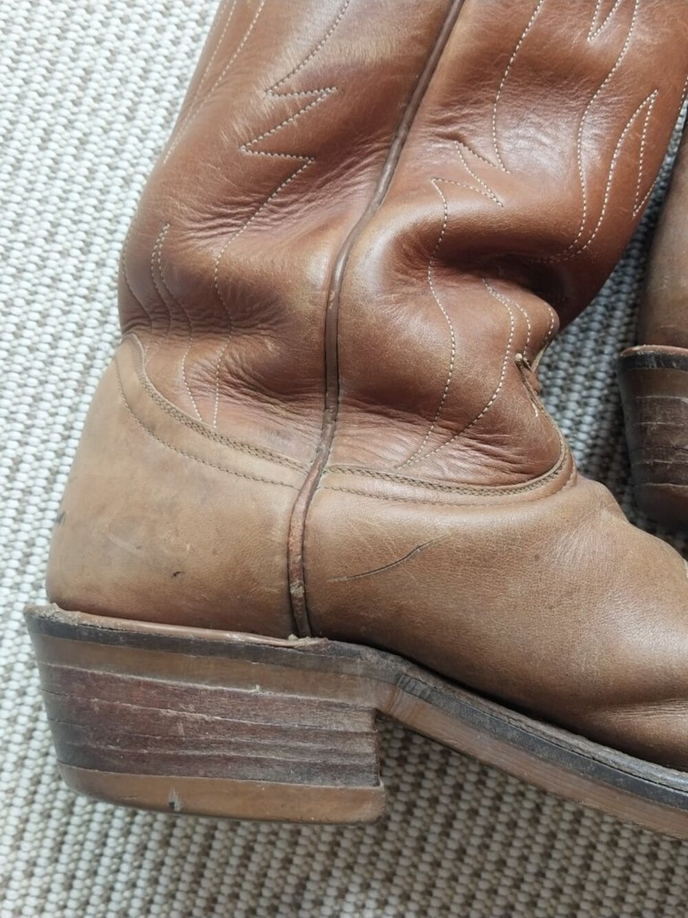 Tony Lama Western Boots Womens 7.5 D Tan Brown Leather Pointy Embroidery Cowgirl - Picture 9 of 15